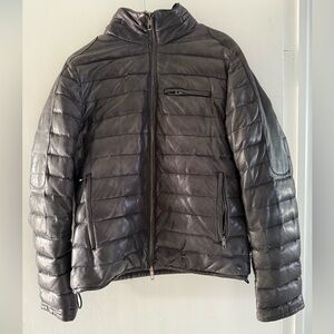 Valentino Soft leather Navy Blue bubble Jacket